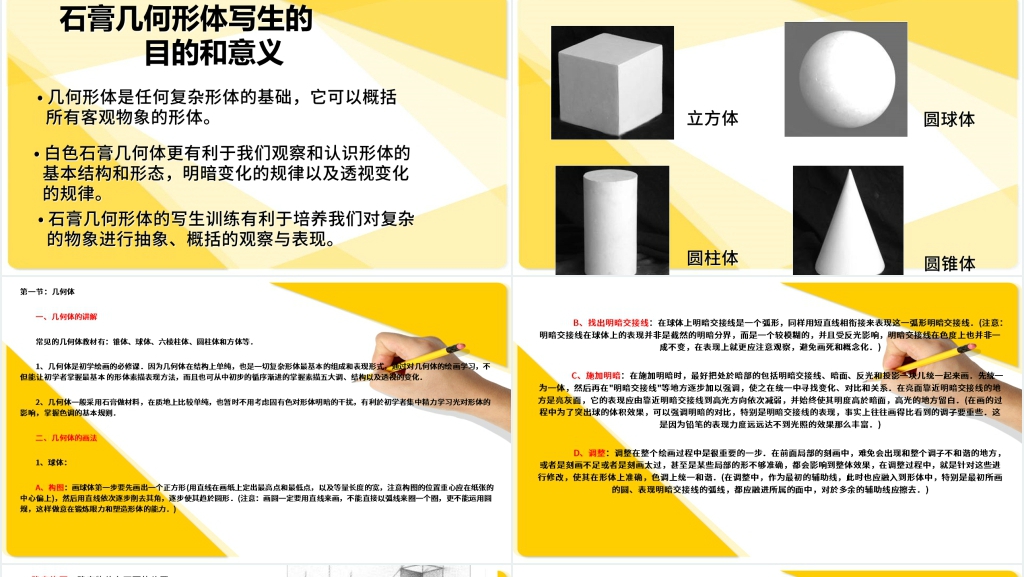 专业素描基础教学课程PPT模板 专业素描基础教学课程PPT模板