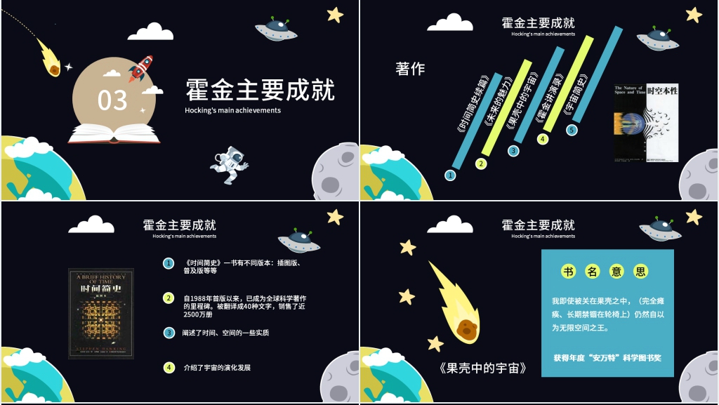 概括《科学奇才霍金》PPT模板 概括《科学奇才霍金》PPT模板