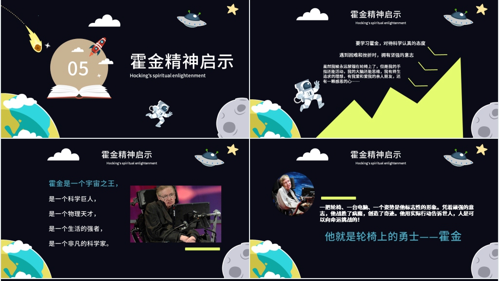 概括《科学奇才霍金》PPT模板 概括《科学奇才霍金》PPT模板