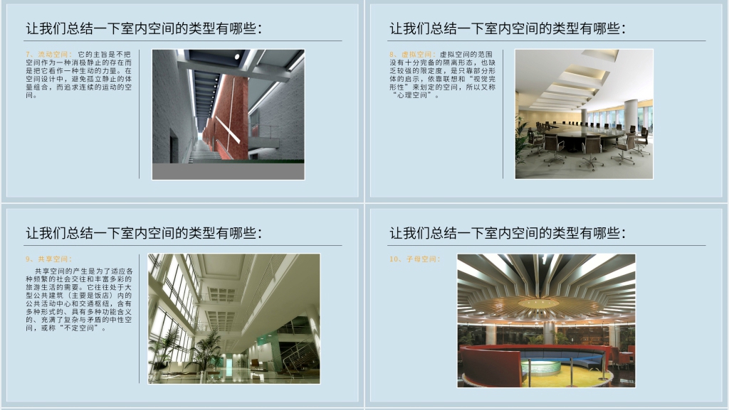 室内设计中的15种空间类型PPT模板 室内设计中的15种空间类型PPT模板