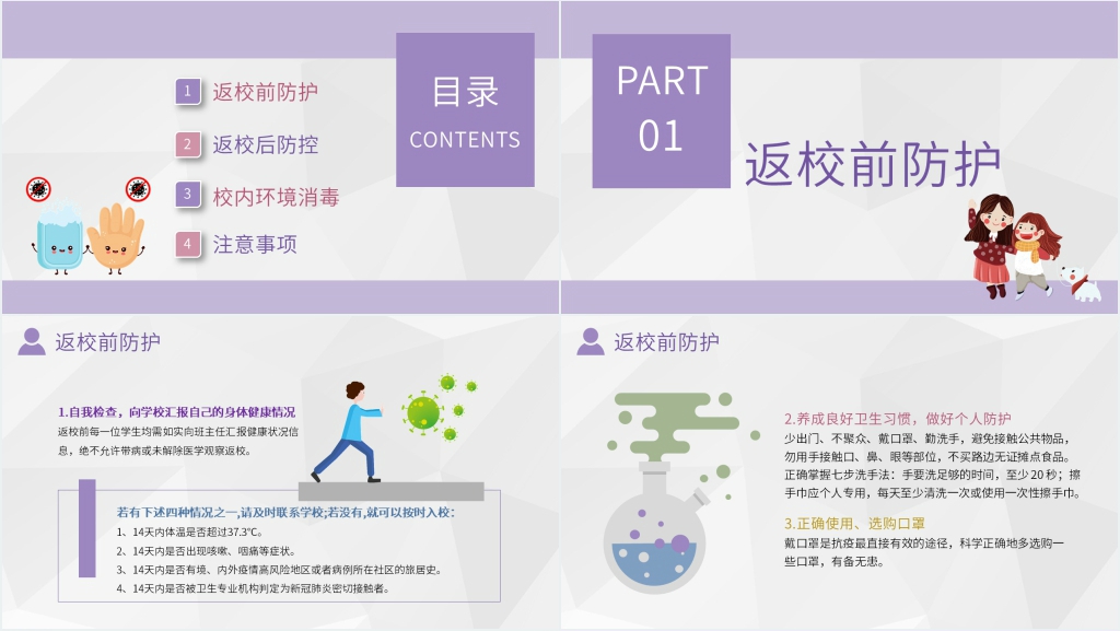 卡通风开学返校疫情防控知识PPT课件 卡通风开学返校疫情防控知识PPT课件