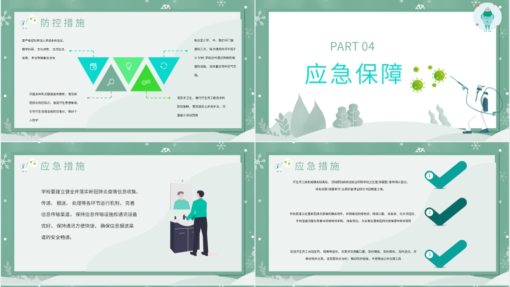 简洁开学前后疫情防控措施PPT模板 简洁开学前后疫情防控措施PPT模板