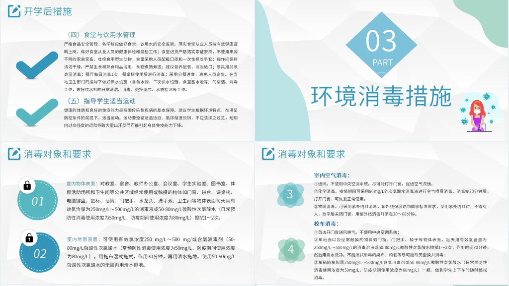 卡通风学校开学疫情防控宣传PPT模板 卡通风学校开学疫情防控宣传PPT模板