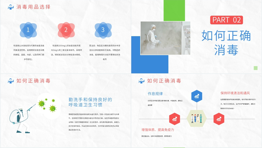 简洁学校疫情防控消毒培训PPT模板 简洁学校疫情防控消毒培训PPT模板