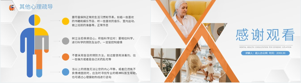简约疫情心理健康的调适PPT模板 简约疫情心理健康的调适PPT模板