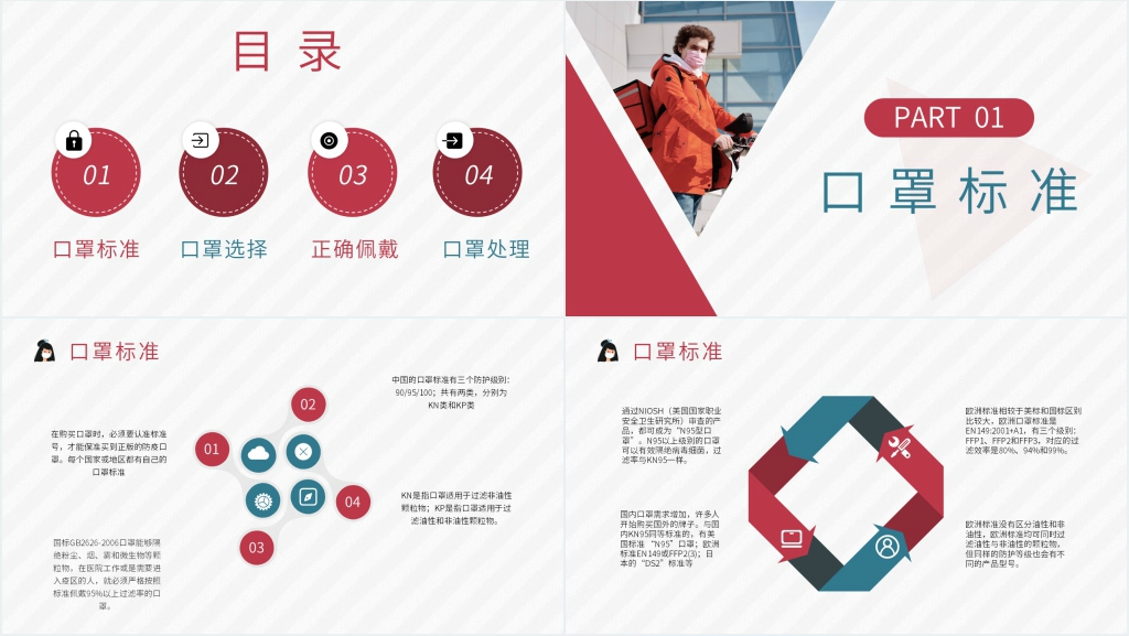 简约全民战疫口罩PPT模板 简约全民战疫口罩PPT模板
