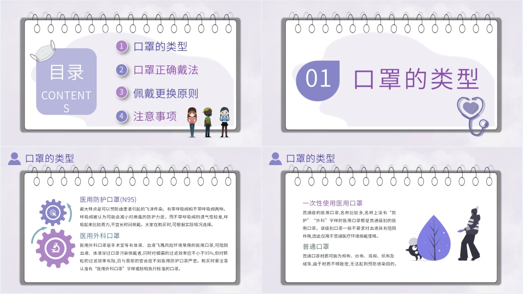 简约新冠肺炎戴口罩PPT模板 简约新冠肺炎戴口罩PPT模板
