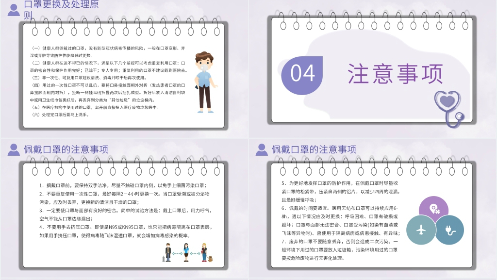 简约新冠肺炎戴口罩PPT模板 简约新冠肺炎戴口罩PPT模板