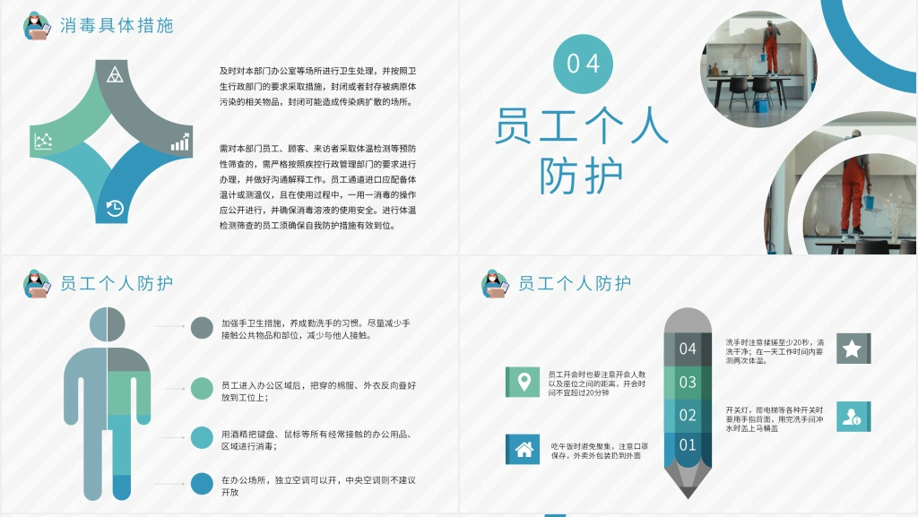 简约企业新冠防控PPT模板 简约企业新冠防控PPT模板