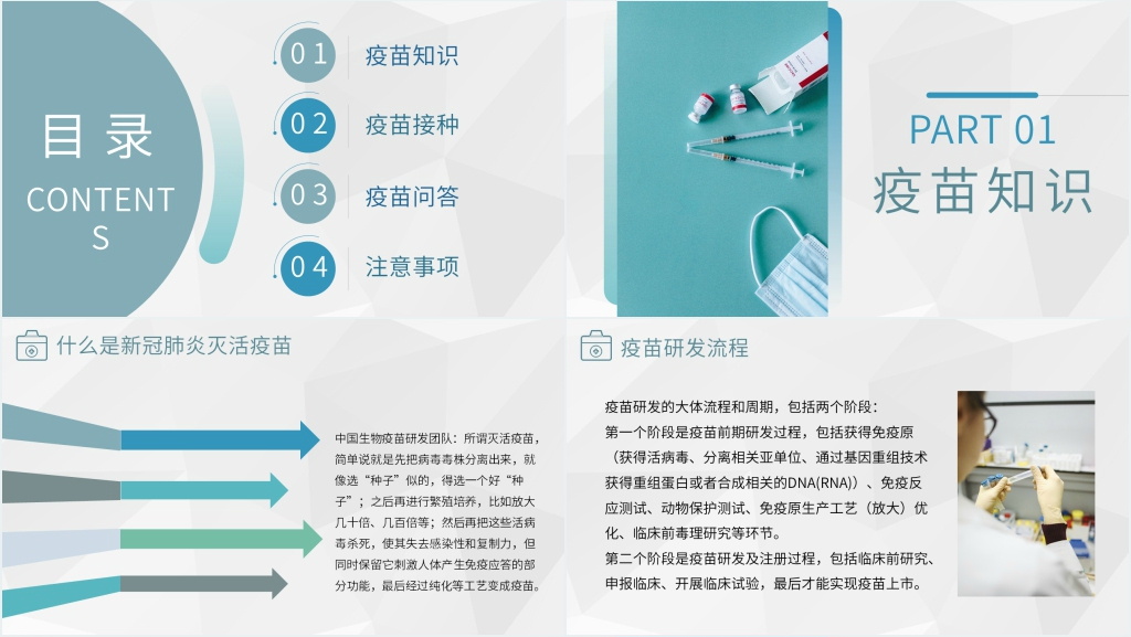 简约新冠肺炎疫苗接种学习PPT模板 简约新冠肺炎疫苗接种学习PPT模板