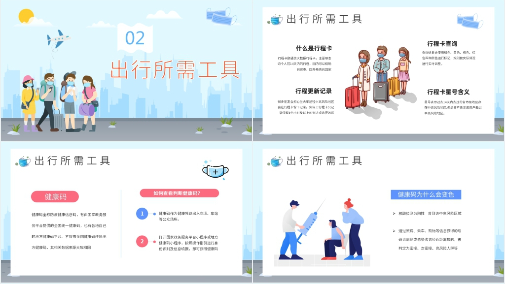卡通风疫情期间出游安全PPT模板 卡通风疫情期间出游安全PPT模板
