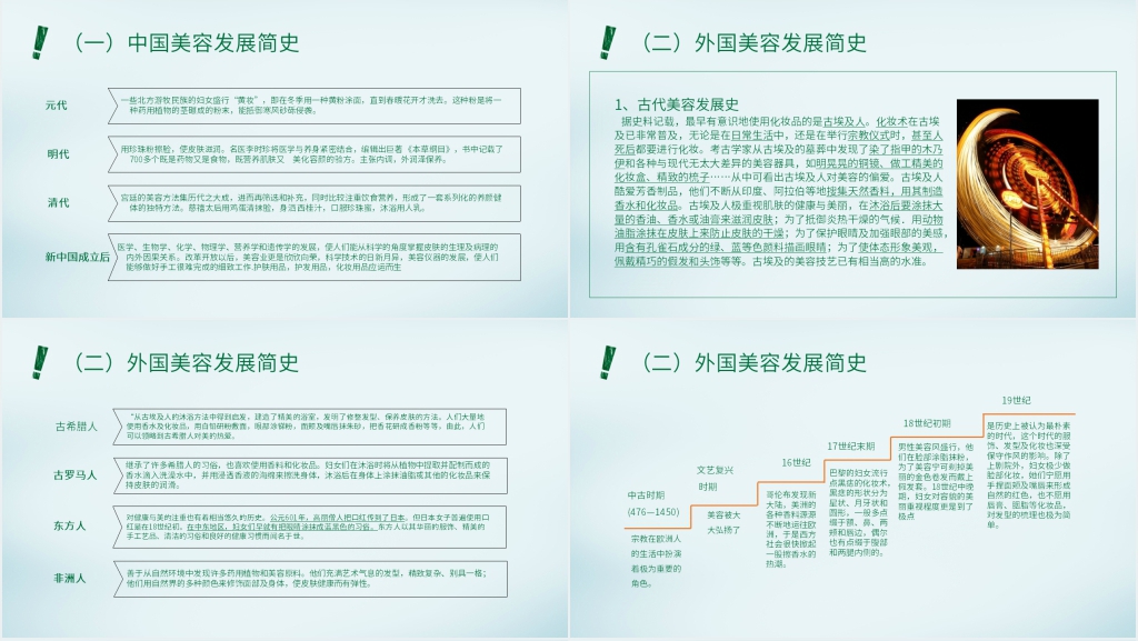 美容的起源与发展史简介PPT模板 美容的起源与发展史简介PPT模板