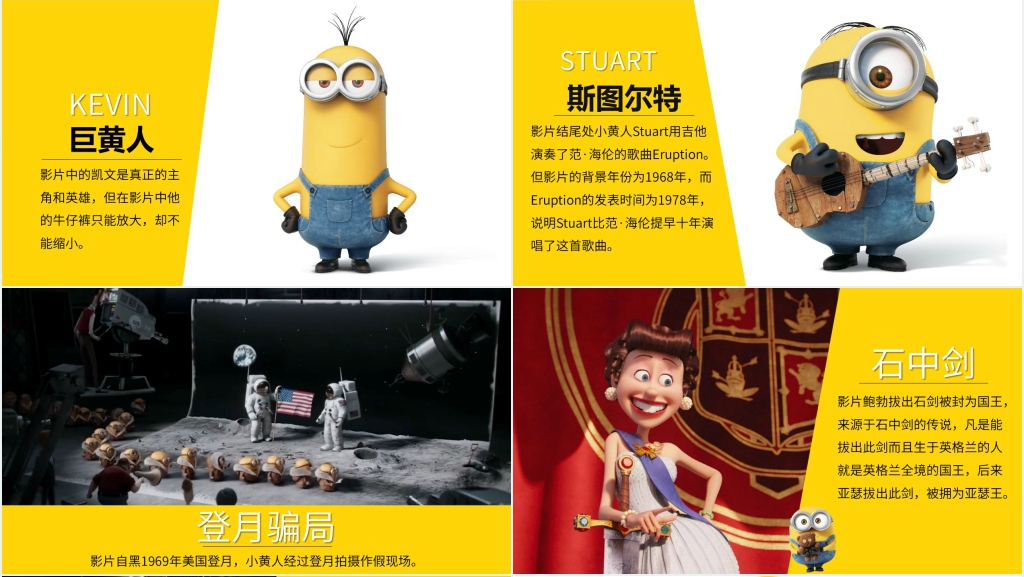 小黄人介绍PPT模板 小黄人介绍PPT模板