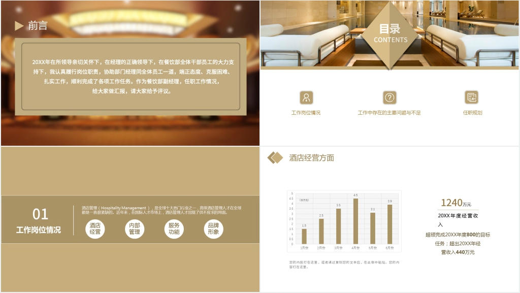 酒店管理餐厅领班述职PPT模板 酒店管理餐厅领班述职PPT模板