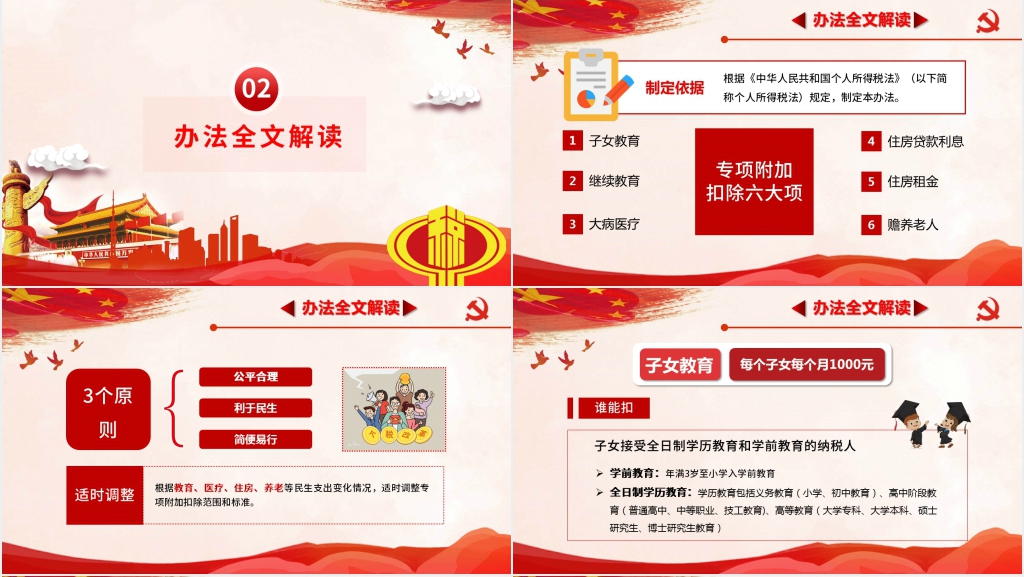 个人所得税专项附加扣除暂行办法PPT党课 个人所得税专项附加扣除暂行办法PPT党课