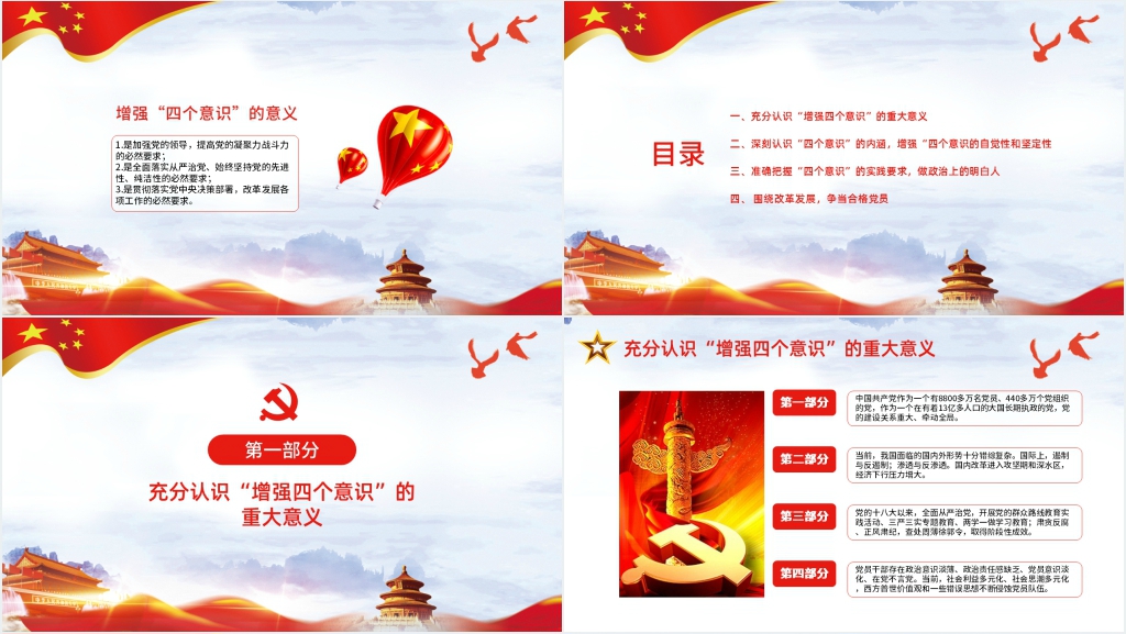 四个意识微PPT党课 四个意识微PPT党课