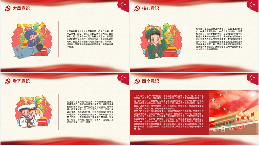 四个自信四个意识两个维护内容PPT党课 四个自信四个意识两个维护内容PPT党课