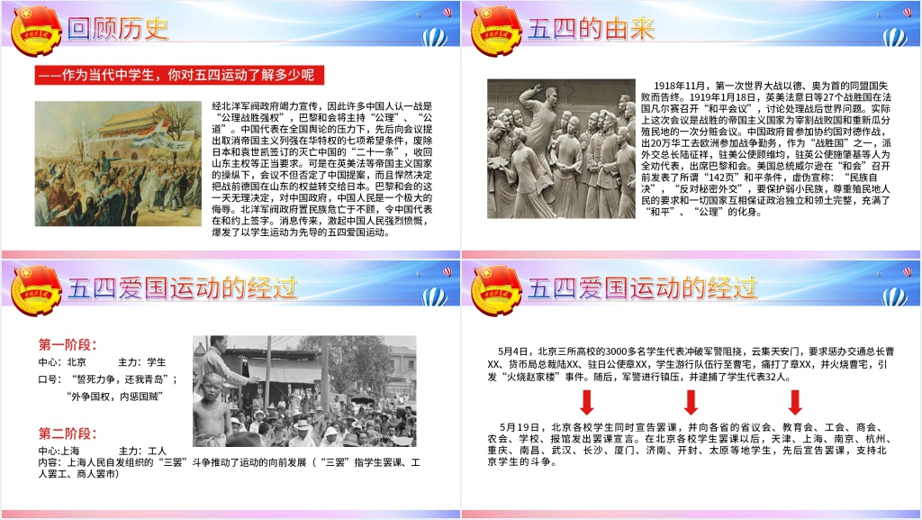 五四青年节学习党史PPT 五四青年节学习党史PPT
