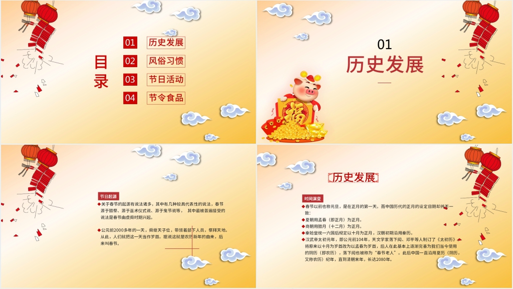 中国传统节日春节习俗PPT模板 中国传统节日春节习俗PPT模板