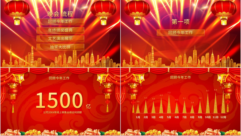 喜庆红色年会开场数字倒计时PPT模板 喜庆红色年会开场数字倒计时PPT模板
