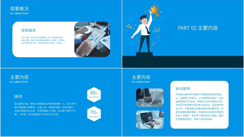 结酒店前台年度个人总PPT模板