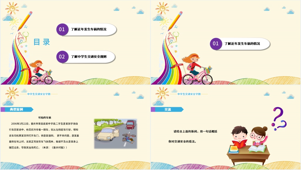中学生交通安全宣传PPT课件