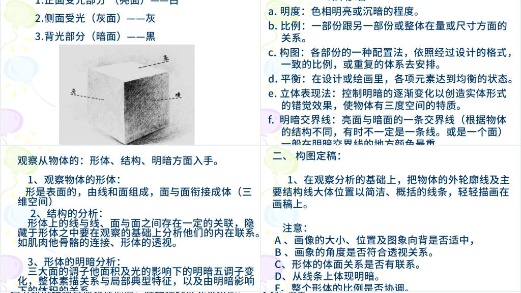 美术素描基础理论知识PPT课件 美术素描基础理论知识PPT课件