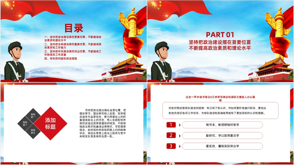 军官士官述职报告PPT范文范本