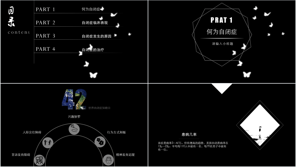 世界自闭症日宣传PPT模板 世界自闭症日宣传PPT模板