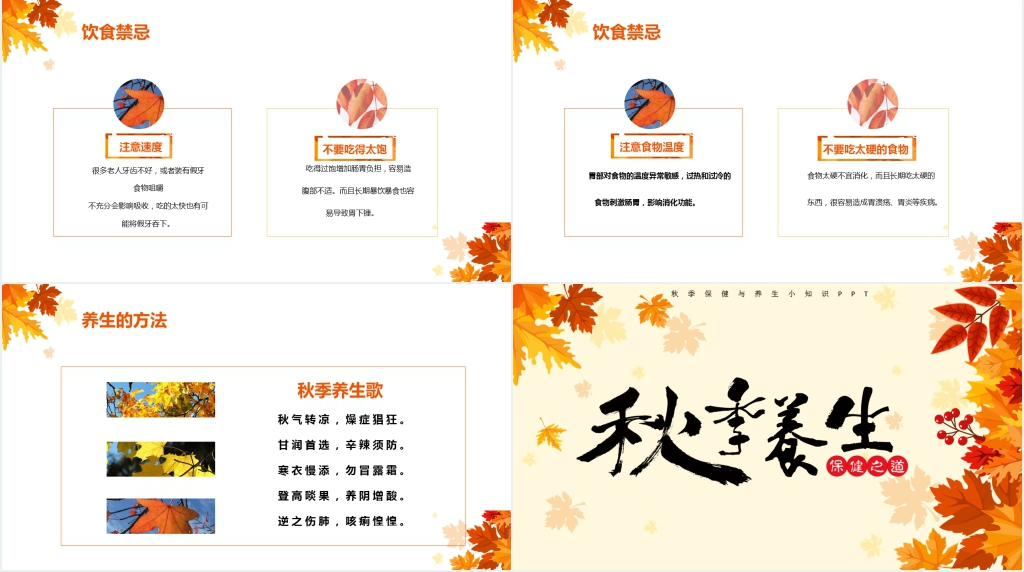 秋季健康养生PPT模板 秋季健康养生PPT模板