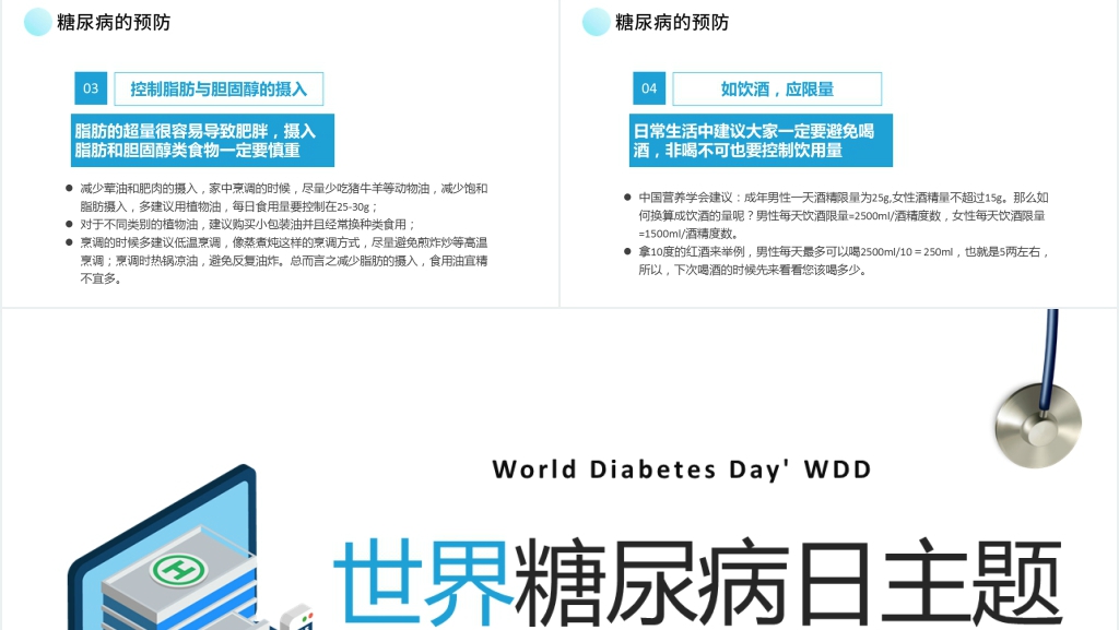 11月14日世界糖尿病日主题PPT模板 11月14日世界糖尿病日主题PPT模板