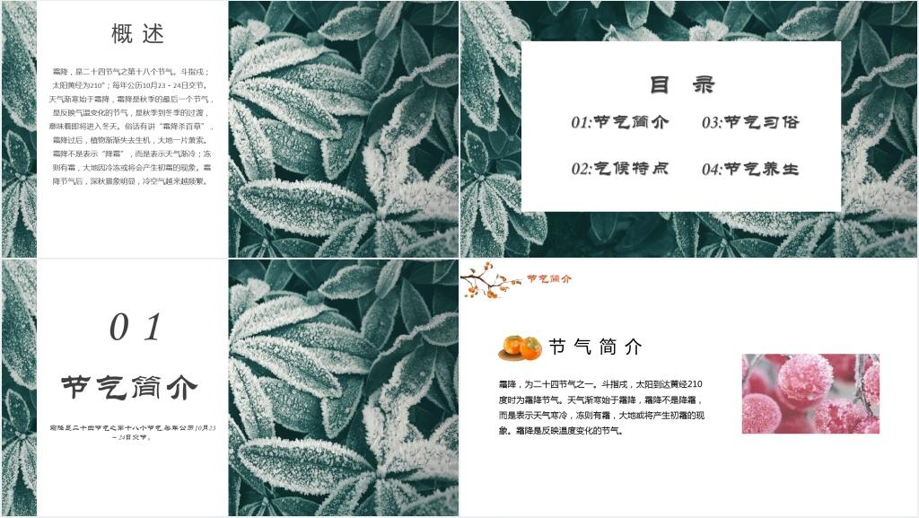 小清新24节气霜降节气教案PPT课件 小清新24节气霜降节气教案PPT课件