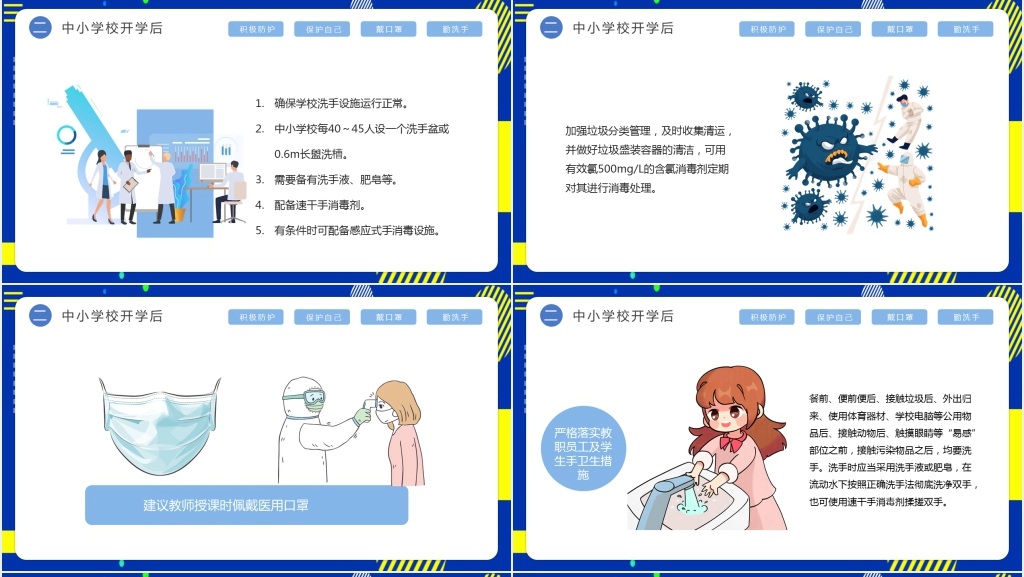 卡通风开学返校前后疫情防控工作方案PPT课件 卡通风开学返校前后疫情防控工作方案PPT课件