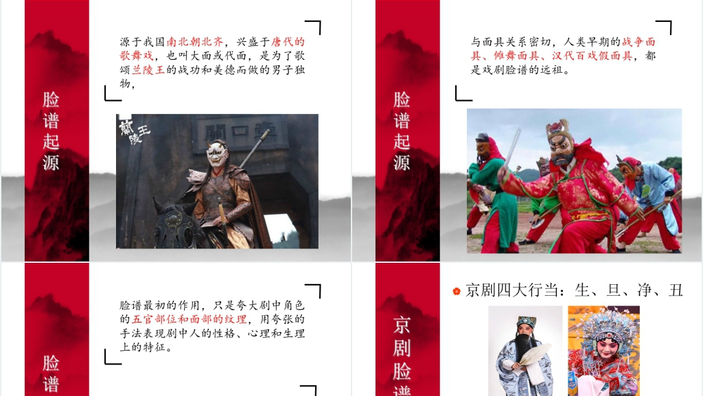 中国京剧脸谱介绍PPT模板 中国京剧脸谱介绍PPT模板