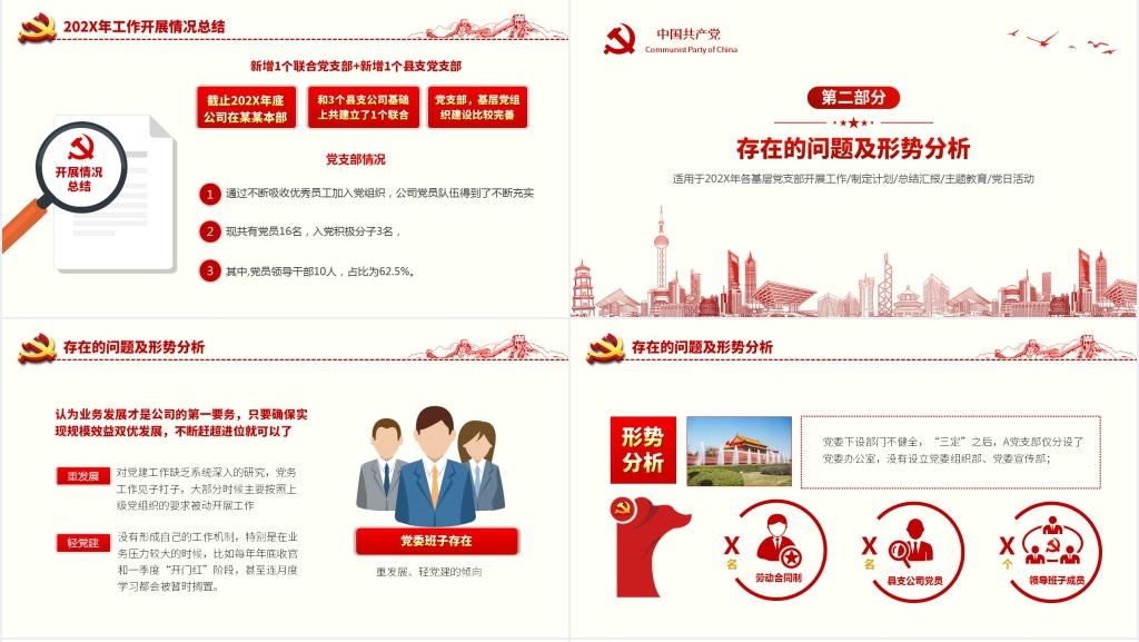 党政风党支部年终工作总结通用PPT模板 党政风党支部年终工作总结通用PPT模板