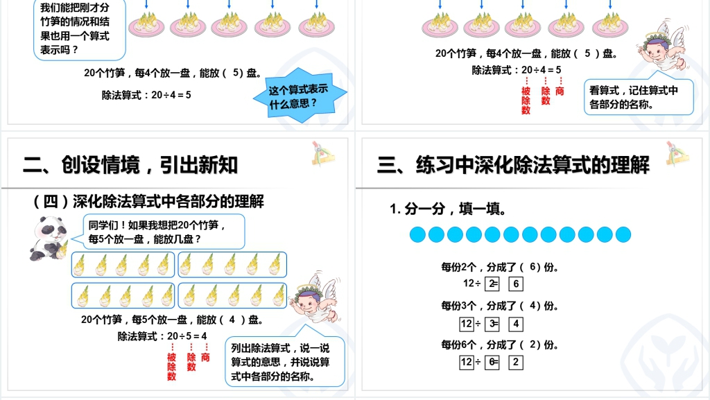 人教版小学数学二年级下册第二单元表内除法(一)《除法算式各部分的名称》PPT课件 人教版小学数学二年级下册第二单元表内除法(一)《除法算式各部分的名称》PPT课件