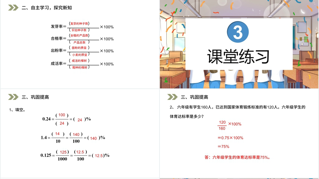 人教版小学六年级数学上册《百分数与小数、分数的互化》(第6.2课时)PPT课件 人教版小学六年级数学上册《百分数与小数、分数的互化》(第6.2课时)PPT课件