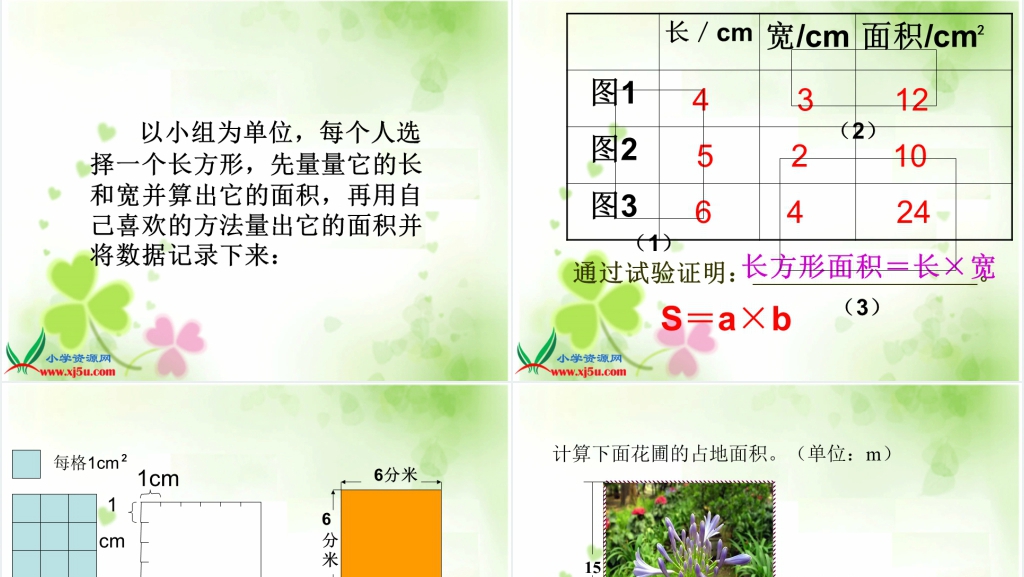 沪教版长方形、正方形面积的计算PPT设计 沪教版长方形、正方形面积的计算PPT设计