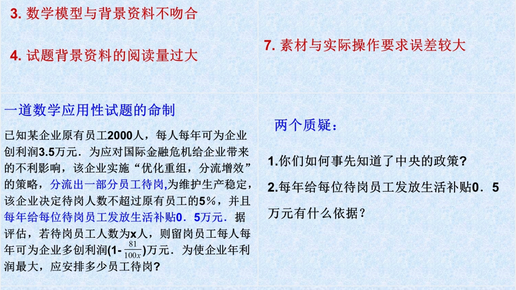 初中数学《应用性试题命制技术的思考》PPT课件 初中数学《应用性试题命制技术的思考》PPT课件