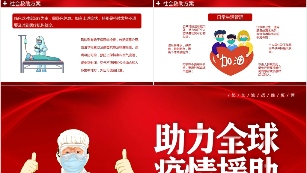 中国助力全球抗疫公益活动PPT模板 中国助力全球抗疫公益活动PPT模板