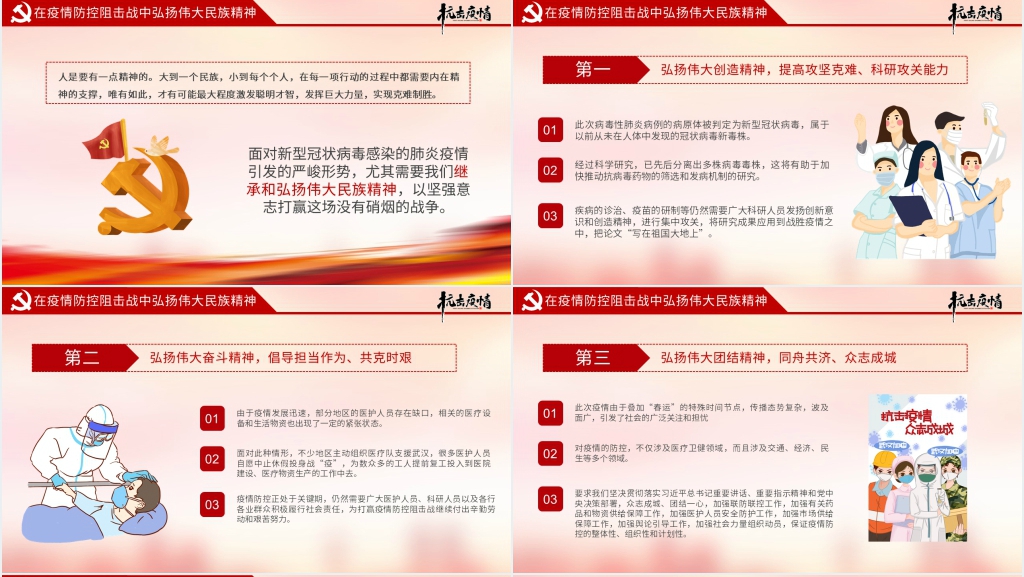 中国人民在抗击疫情中的民族精神PPT党课 中国人民在抗击疫情中的民族精神PPT党课