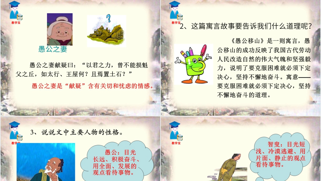 鲁教版语文课件九年级上册愚公移山PPT模板