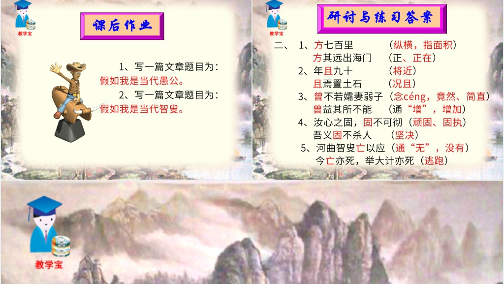 鲁教版语文课件九年级上册愚公移山PPT模板