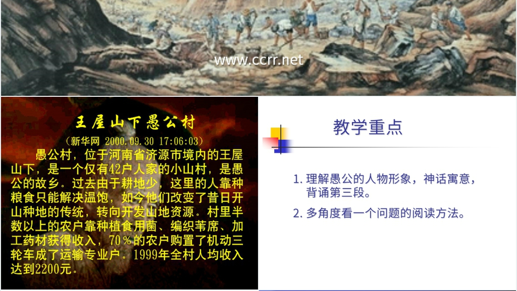 人教版九年级下册语文课件愚公移山PPT模板