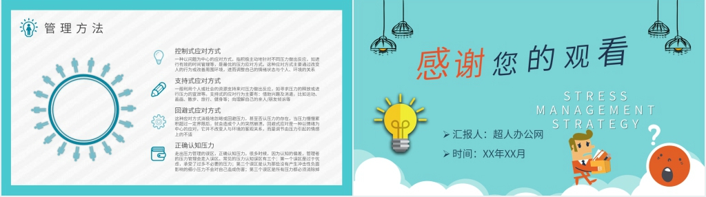 压力管理策略学习总结PPT模板 压力管理策略学习总结PPT模板