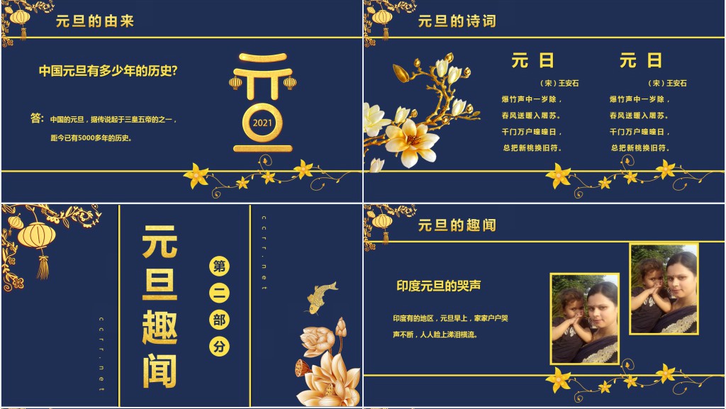 元旦节的介绍以及由来PPT模板 元旦节的介绍以及由来PPT模板