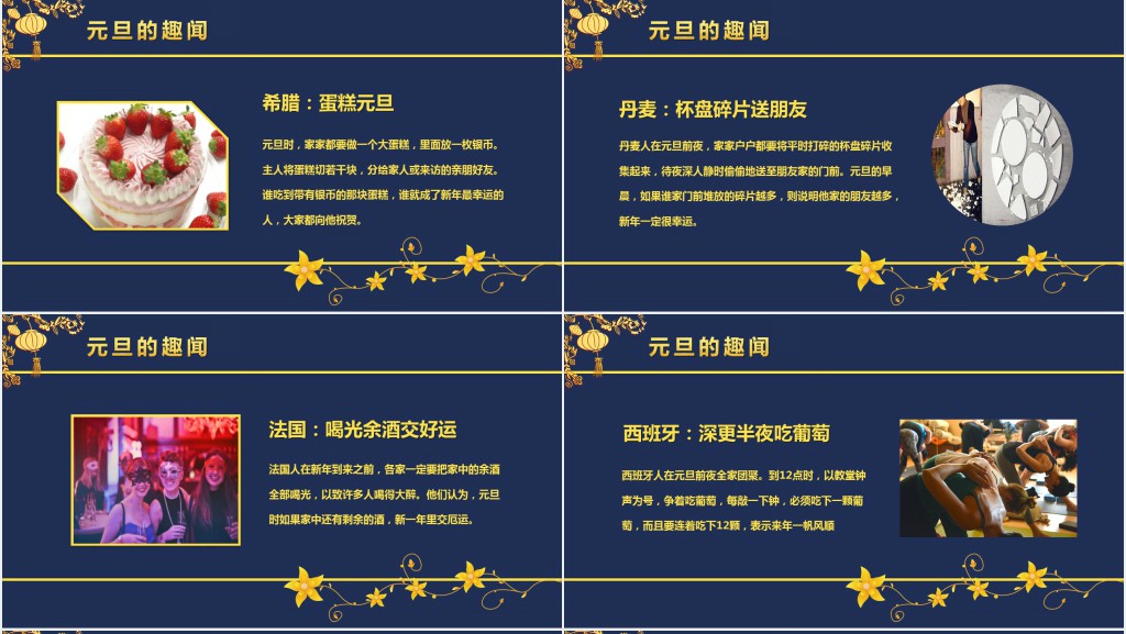 元旦节的介绍以及由来PPT模板 元旦节的介绍以及由来PPT模板