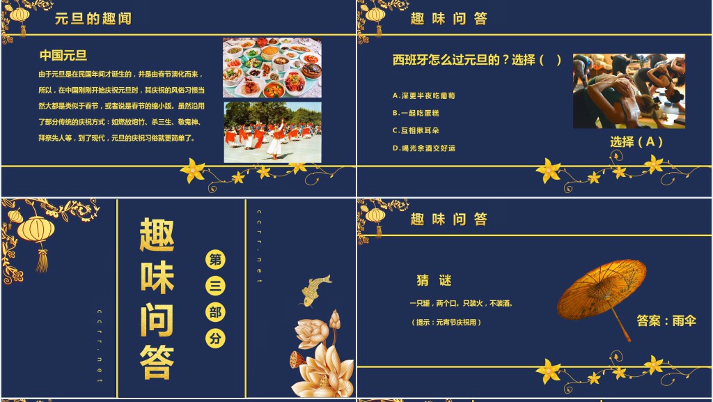 元旦节的介绍以及由来PPT模板 元旦节的介绍以及由来PPT模板