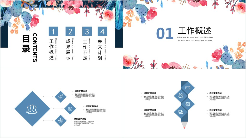 清新简约述职报告PPT模板