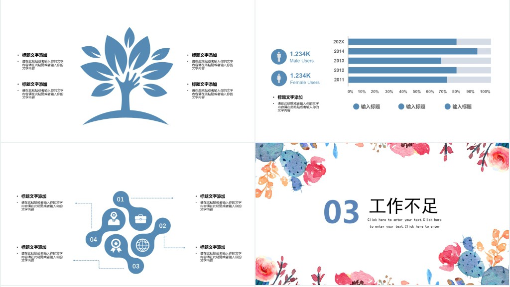 清新简约述职报告PPT模板